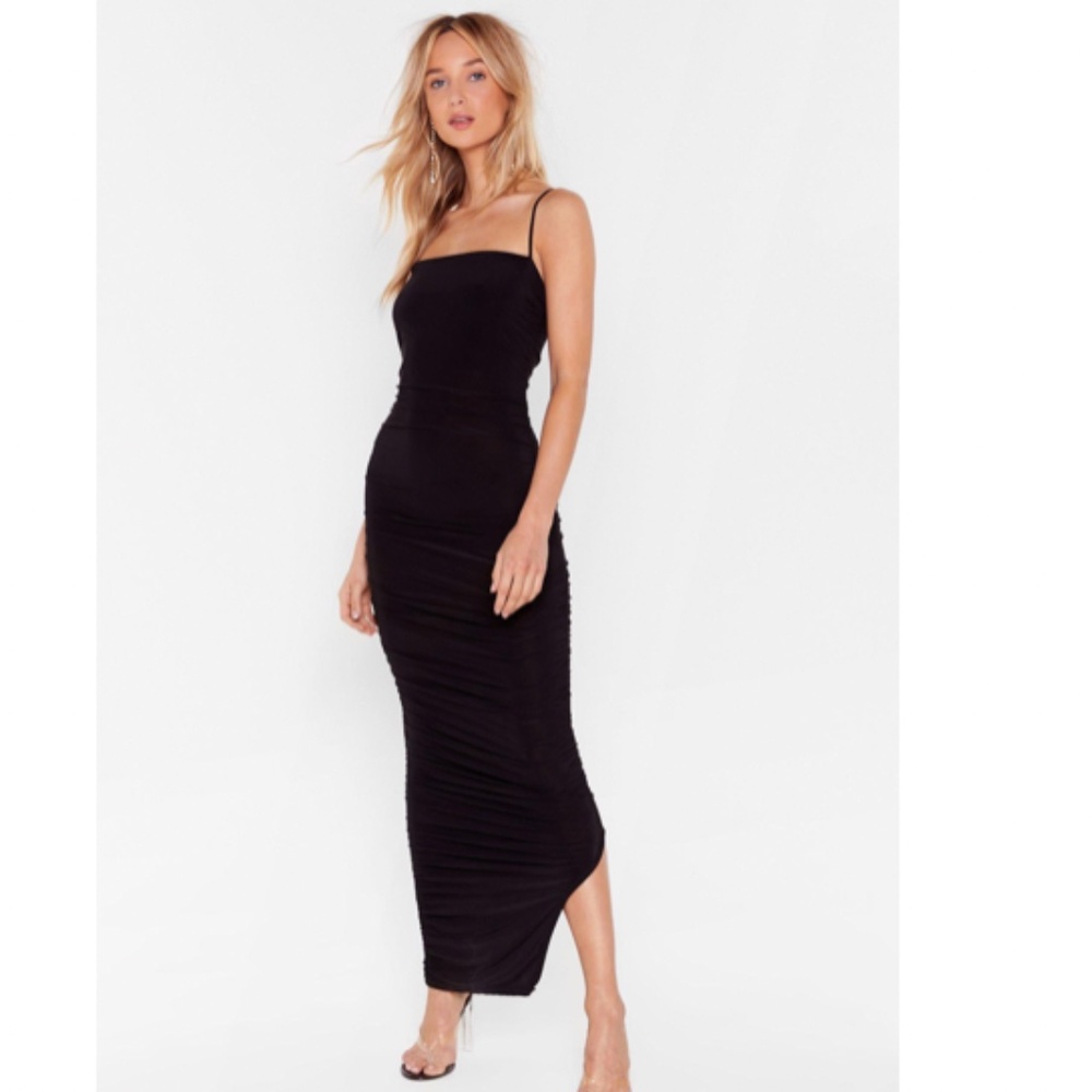 Nasty Gal Only Fools Ruche In Midi Dress
